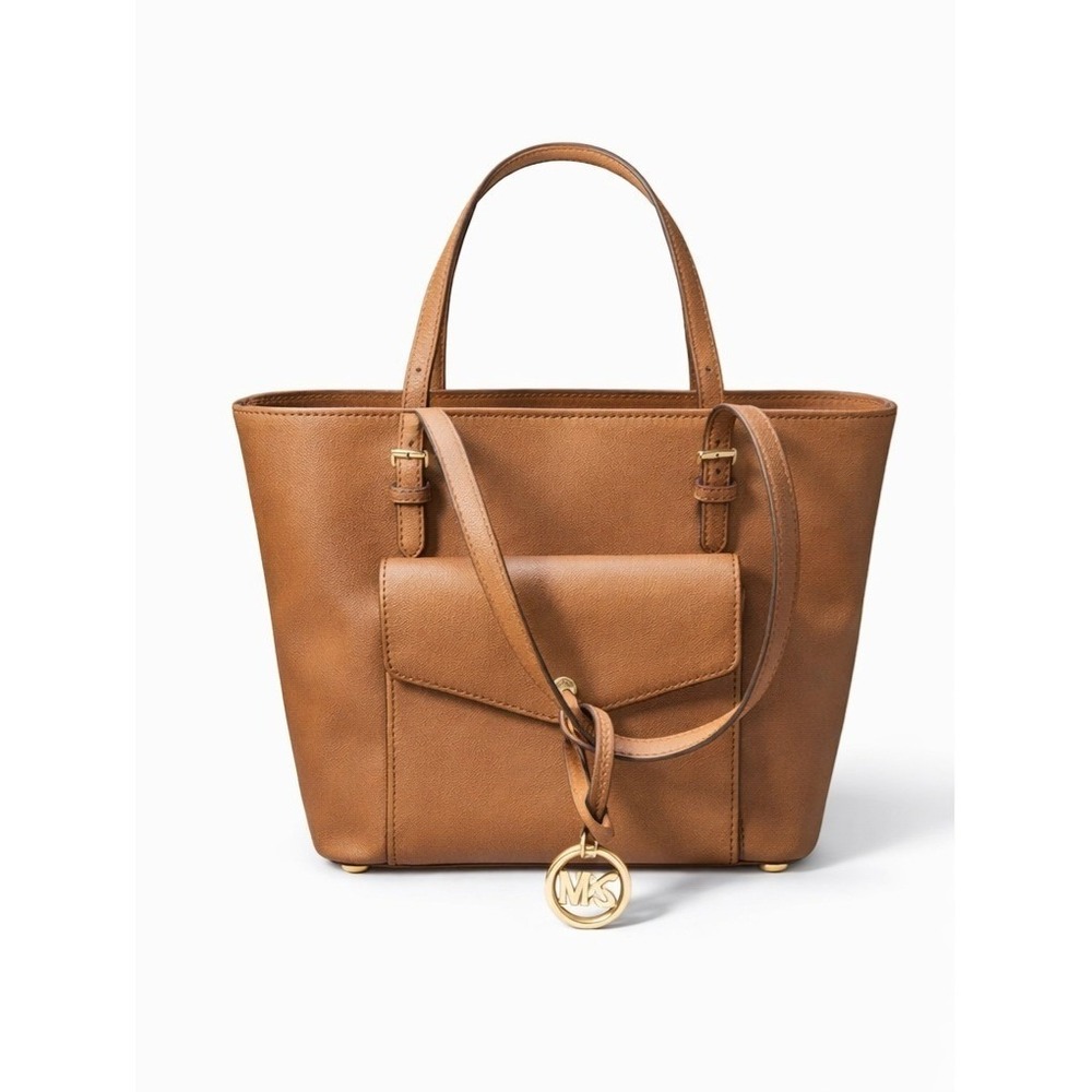 MICHAEL KORS‎ Jet Set Large Leather Pocket Tote Brown